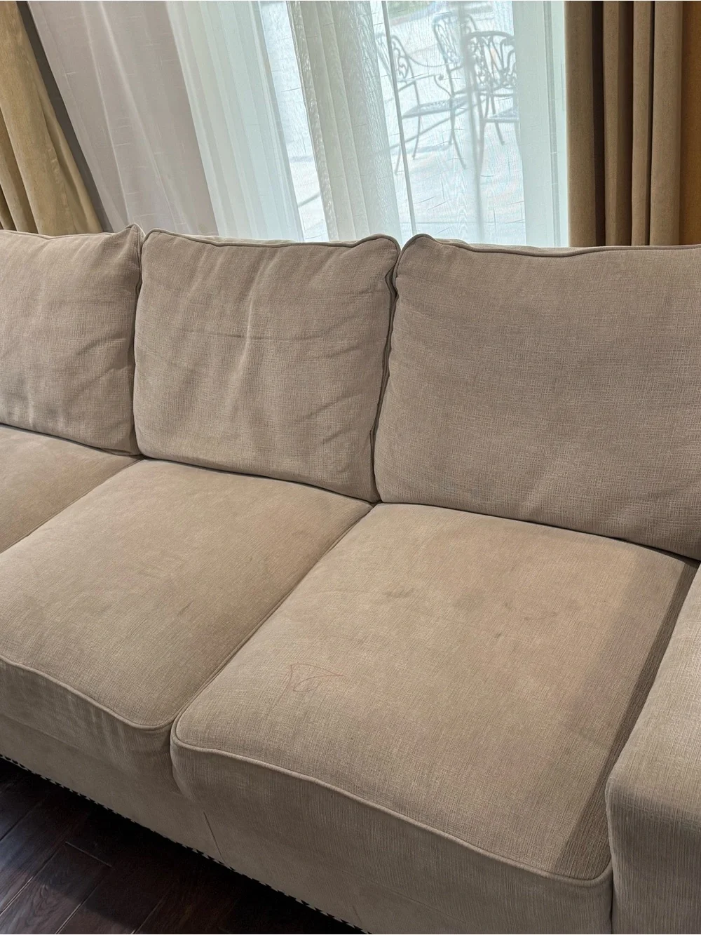 Neutral Beige Sectional Sofa with Nailhead Trim - Home Accents